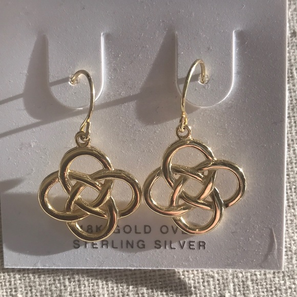 14kGold over sterling silver Celtic knot earrings - Picture 1 of 3